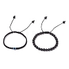 2Pcs 2 Styles Natural Black Onyx & Black Agate & Synthetic Lava Rock Beads Braided Bead Bracelets for Women BJEW-JB12591-1