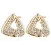 Brass Micro Pave Clear Cubic Zirconia Triangle Stud Earrings for Women EJEW-G362-11KCG-1