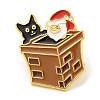 Christmas Santa Claus & Chimney & Cat Enamel Pins for Women JEWB-D017-03A-G-1