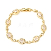 Oval Brass Micro Pave Cubic Zirconia Link Chain Bracelets for Women BJEW-D387-04G-07-4