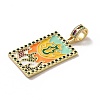 Brass Micro Pave Cubic Zirconia Pendants with Enamel KK-H458-04G-02-2