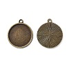 Flat Round Alloy Pendant Cabochon Settings LS-PALLOY-N0088-37AB-NF-2