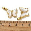 Rack Plating Brass Pave Natural White Shell Pendants KK-U025-02G-01-3