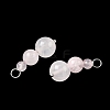 Natural Rose Quartz Round Beaded Pendants PALLOY-JF02867-04-2
