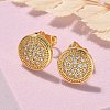 Brass Micro Pave Clear Cubic Zirconia Stud Earrings EJEW-D305-15G-5
