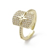 Rack Plating Brass Micro Pave Cubic Zirconia Open Cuff Rings RJEW-K257-38G-1