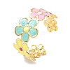 Multicolor Brass Enamel Cuff Bangles for Women BJEW-G787-02G-02-4
