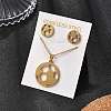 Football 201 Stainless Steel Pendant Necklaces & Stud Earrings Sets for Women SJEW-Q025-01G-1