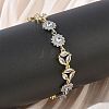 Brass Micro Pave Clear Cubic Zirconia Link Chain Bracelets for Women BJEW-C156-06B-PG-1