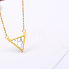 Stainless Steel Pave Synthetic Howlite Inverted Triangle Pendant Necklaces for Women FS-WG0B5B2-03-2