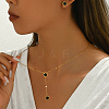 Stainless Steel Rhinestones Lariat Necklace & Stud Earring Set AO3608-4