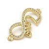 Rack Plating Brass Micro Pave Clear Cubic Zirconia Love Infinity Connector Charms KK-C052-42C-G-2