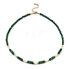 Natural Malachite Rectangle & Shell Beaded Necklaces NJEW-M206-01G-01-1