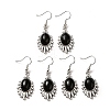 Natural Obsidian Teardrop Dangle Earrings EJEW-K246-01P-04-1