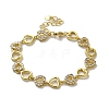 Rack Plating Brass Micro Pave Clear Cubic Zirconia Link Bracelets KK-R158-16A-G-1