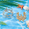 2Pcs 2 Styles  Starfish Alloy Arm Cuff Bangles for Girl Women BJEW-CY0001-05G-3