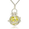 Silver Color Plated Brass Hollow Round Cage Pendants LS-KK-J235-10S-1
