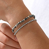 Natural Map Stone Round Beaded 2-Strand Bracelets with 201 Stainless Steel Box Chains for Men Women EI8345-5-3
