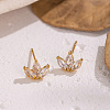 304 Stainless Steel Flower Stud Earrings X-WA7046-3