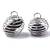 Iron Wrap-around Spiral Bead Cage Pendants IFIN-R239-04P-2