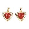 Brass Pave Natural Carnelian(Dyed & Heated) Heart Charms KK-U043-51G-04-1