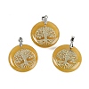 Natural Yellow Aventurine Flat Round Pendants G-Q188-01P-01-1