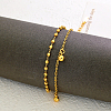 Vintage Beach Brass Round Ball Tassel Double Layer Chain Anklets for Women LK2381-3