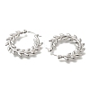 304 Stainless Steel Leaf Hoop Earrings for Women EJEW-S227-67P-2