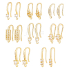BENECREAT 8 Pairs 8 Styles Brass Micro Pave Clear Cubic Zirconia Earring Hooks ZIRC-BC0001-25-1