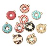 50Pcs 10 Colors Printed Alloy Pendants ENAM-CJ0006-81-9