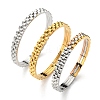 304 Stainless Steel Wave Hinged Bangle for Women BJEW-D055-01-1