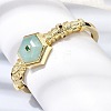 Hexagon Brass Pave Natural Labradorite & Cubic Zirconia Cuff Bangles for Women BJEW-Z172-01G-08-3