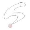 Natural Rose Quartz Faceted Heart Pendant Necklaces NJEW-JN05104-01-4