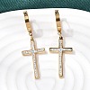 Cross 304 Stainless Steel Polymer Clay Rhinestones Hoop Earrings EJEW-G453-11G-02-1