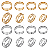 Beebeecraft 16Pcs 8 Style 201 Stainless Steel Grooved Finger Ring Settings STAS-BBC0002-32-1