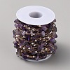 Natural Amethyst Chips & ABS Plastic Imitation Pearl Beaded Chains CHC-TAC0010-04-2