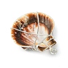 3Pcs Silver Copper Wire Wrapped Natural Scallop Shell Pendants PALLOY-TA00186-5