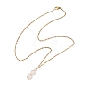 Natural Green Aventurine & Rose Quartz & Amethyst & Carnelian & Dyed Quartz Round Beaded Gourd Shape Pendant 304 Stainless Steel Cable Chain Necklaces for Women NJEW-JN05656-6