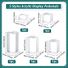 FINGERINSPIRE 5Pcs 5 Styles Square Transparent Acrylic Jewelry Display Pedestals ODIS-FG0001-65-2