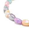 Candy Color Imitation Gemstone Glass Teardrop Beads Stretch Bracelet for Women BJEW-JB07418-3