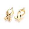Breast Cancer Awareness Ribbon Carved Word Hope Tibetan Style Alloy Pendants TIBEP-LF5104YKG-AG-FF-1
