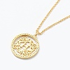 Brass Micro Pave Clear Cubic Zirconia Pendant Necklaces NJEW-J059-01H-3