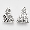 Tibetan Style Alloy Kitten Pendants TIBEP-T009-15AS-RS-2