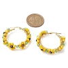 Glass Flower Hoop Earrings EJEW-TA00587-3