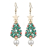 Glass Seed & Glass Pearl Beads Tree Dangle Earrings EJEW-MZ00276-02-1