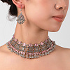 Retro Alloy Choker Necklace & Dangle Earring Sets for Women FS-WG4A54C-02-1