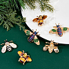 6Pcs 3 Styles Bees Enamel Pins JEWB-FH0002-58-4
