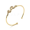 Clear Cubic Zirconia Snake Cuff Bangle BJEW-E032-04G-3