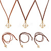 3Pcs Faux Suede Macrame Pouch  Pendant Necklaces NJEW-TAC0051-01-1