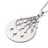 Non-Tarnish 201 Stainless Steel Moon with Star Pendant Necklace with Cable Chains NJEW-Q317-06P-3